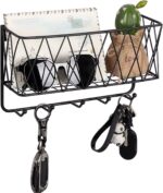 CentraLit Stylish Metal Key Holder with Mobile Stand for Home Decor | Wall Mount Organiser with Shelf & Hooks | Modern Entryway Organizer for Keys, Mail 5 Hook Key Holder for Wall - Image 2
