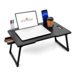 DIVIJA STORE Wood Smart Multipurpose Foldable Laptop Table with Cup Holder, Study Table, Bed Table, Breakfast Table, Foldable and Portable/Ergonomic & Rounded Edges/Non-Slip Legs (Black), 59 cm, 8 cm - Image 2