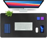 V-CUBE Designs Premium Vegan Leather Desk Mat 90X45cm 2.4mm Thick&Padded|Laptop Mat/Extended Mouse Pad/Stitched, Reversible, Sturdy Deskspread | High Tear/Peel Strength|Anti-Slip,Splash-Proof| Black