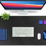 V-CUBE Designs Premium Vegan Leather Desk Mat 90X45cm 2.4mm Thick&Padded|Laptop Mat/Extended Mouse Pad/Stitched, Reversible, Sturdy Deskspread | High Tear/Peel Strength|Anti-Slip,Splash-Proof| Black