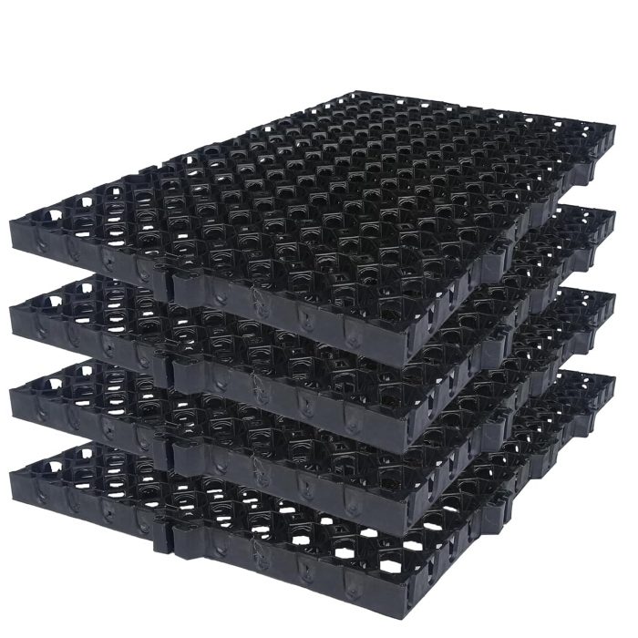 MAHIRA Garden Drain Cell Mats Polypropylene Drain Cell and 20mm Drainage Mat for Terrace/Kitchen Garden Drain Cell 20mm (Black, 500 x 250 x 20mm) – Pack of 4