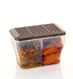 MAGIC SPOON Multipurpose 2 Section Storage Container with Measuring Spoons | Spice Box, Pickle Jar, Fridge Organizer, Dry Fruit, Vegetable & Kitchen Storage Container- 2000ml X Pack 2 (BROWN) - Image 8