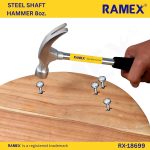 RAMEX Steel Shaft Hammer 8 Oz - Forged Steel Head for Superior Strength & Durability - Carpenter Tools for Wood Work, Home and Professional, 2 in 1 Combination Claw & Flat Head, 400gm (Pack of 1), DIY - Image 2