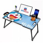 Foldable Wooden Laptop Bed Tray Table, Multifunction Lap Tablet Desk with Cup Holder, for Eating Breakfast, Reading Book, Working, Watching Movie on Bed (Doremon) - Image 3