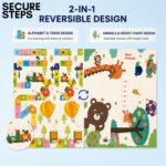 Baby Play Mat for 0 to 3 Years | Extra Thick 6mm Foldable Reversible Crawling Mat | BPA Free Waterproof Baby Mat for Floor (Learning Mats, Animal Print) - Image 3