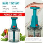 Push Chopper for Kitchen Use 6 Blade Manual Vegetable Cutter Hand Press Food Chopper for Onion Garlic Tomato Potato Ginger Salad Fruit Kitchen Tools (800 ML) - Image 3