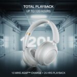 boAt 2025 Launch Rockerz Prime 415, 360 Spatial Audio, 120H Battery, 40mm Drivers, AI-ENx Tech, Beast Mode, ASAP Charge & App Support, Bluetooth Headphones, Wireless Headphone with Mic (White Sabre) - Image 5