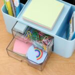 SHUTTLE ART Modern Desk Storage Organizer Box with 2 Drawers –Stackable Desk Organizer with Pen Holder and 5 Compartments – Perfect for Office, Home, School, Art Supplies, Crafts, and Stationery(Blue) - Image 8