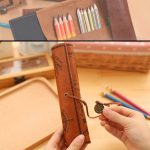 Vintage Canvas & PU Leather Pencil Roll Bag – Treasure Map Pattern Pen Case, Large Capacity Wrap Organizer for Stationery, Art Supplies & Makeup Brushes (Pack-1)