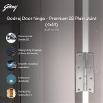 Godrej Door Hinge| 4 inch x 14 Gauge | 24 pcs | Kabza Suitable for Windows, Wardrobes & Cabinets | Thickness Upto 1.9 mm | Premium Satin Finish Door-Hardware - Image 2