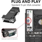 VGA to RJ45 Converter Adapter 15-Pin Male to RJ45 Female Extender Seamless Video Transmission CAT5/CAT6 Ethernet Cable, Plug & Play Compatible with LCD TV PC Projectors Laptops.(1 Pair) - Image 6