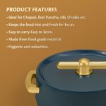 Selvel Elegance Inner Steel Casserole Set of 3 (1700ml, 1200ml, 600ml)|BPA Free|Advanced P.U. Insulation|Keeps Food hot & Fresh Chapati, Roti, Biryani and More (Emerald Green) - Image 9