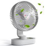 Portronics Airloop Portable & Rechargeable Desk Fan with Automatic 92° Oscillation, 6.1 Inch Blade, BLDC Motor, 90° Tilt, 3 Speeds, 4000mAh Battery, Type-C Charging, Low Noise, for Home & Office Use