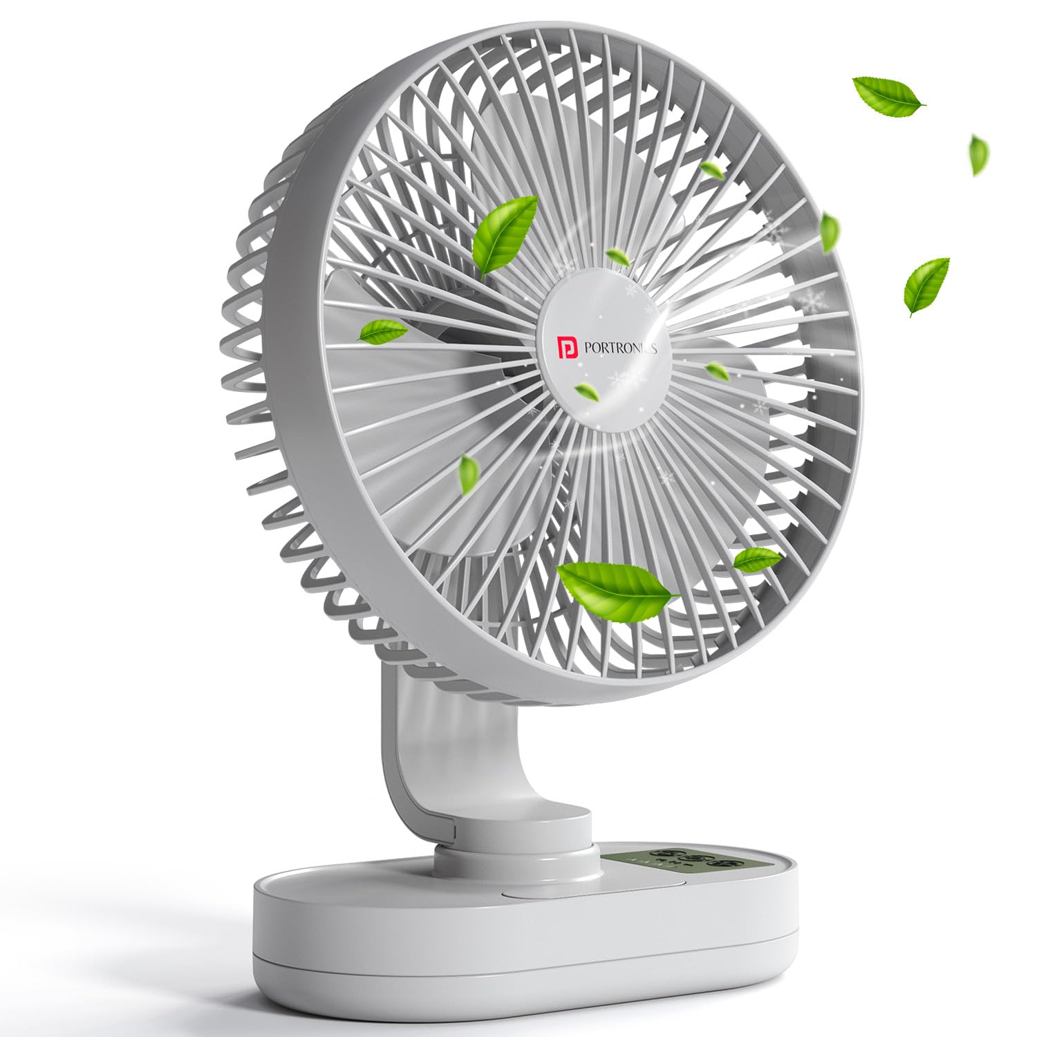 71ztdcvQn0L._SL1500_.jpg Portronics Airloop Portable & Rechargeable Desk Fan with Automatic 92° Oscillation, 6.1 Inch Blade, BLDC Motor, 90° Tilt, 3 Speeds, 4000mAh Battery, Type-C Charging, Low Noise, for Home & Office Use - Image 1