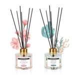 Soul & Scents Ocean and Blossom Reed Diffuser Set - 120ml with Free 6 Fiber Reed Sticks Each | Toxin Free & Stress Relief | Long Lasting | Room Freshener for Home, Bedroom & Office| Combo Pack of 2