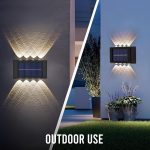 Gesto Plastic 8W Solar Up Down Wall Sconce Light Waterproof 2-Way Led Outdoor Wall Lamp with 1200mAh Battery,Auto Day Off & Night On,Exterior Light for Garden,Fence,Balcony,Patio,Stairs- Pack of 2 - Image 5