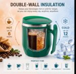 MAGIC SPOON Stainless Steel Travel Coffee Mug with Handle, Insulated Tea Cup, BPA-Free Double Wall Tumbler for Hot-Cold Beverages, Office, Home, Car- Brown-Green, (Combo Pack (300ml X 2)) - Image 6