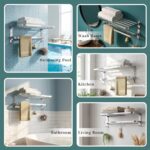 Gloxy Premium Towel Rack in Bathroom - Chrome Finish 24 Inch Stainless Steel Bathroom Hangers for Clothes Towel Holder in Bathroom - Bathroom Fittings Accessories Set with Multipurpose Hooks - Image 9