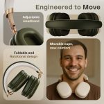 GOBOULT Fluid X Headphones Bluetooth Wireless 60H Playtime, 40mm Bass Driver,Zen ENC Mic,Type-C Charging,Gaming Mode, BTv 5.4, Made in India, Headphones Wireless with mic (Pine Green) - Image 7