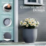 YUCCABE ITALIA FOXB PCUP 17 Inch Pots for Plants Durable Polymers Lightweight Indoor Outdoor Flower Gamla Tree Planter Container Planters for Living Room, Balcony, Garden, Office (Grey, 17 Inch) - Image 4