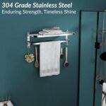 Plantex 304 Grade Stainless Steel Towel Hanger for Bathroom/Dual Folding Towel Rack/Towel Holder/Bathroom Accessories (24-Inch) Chrome - Image 3