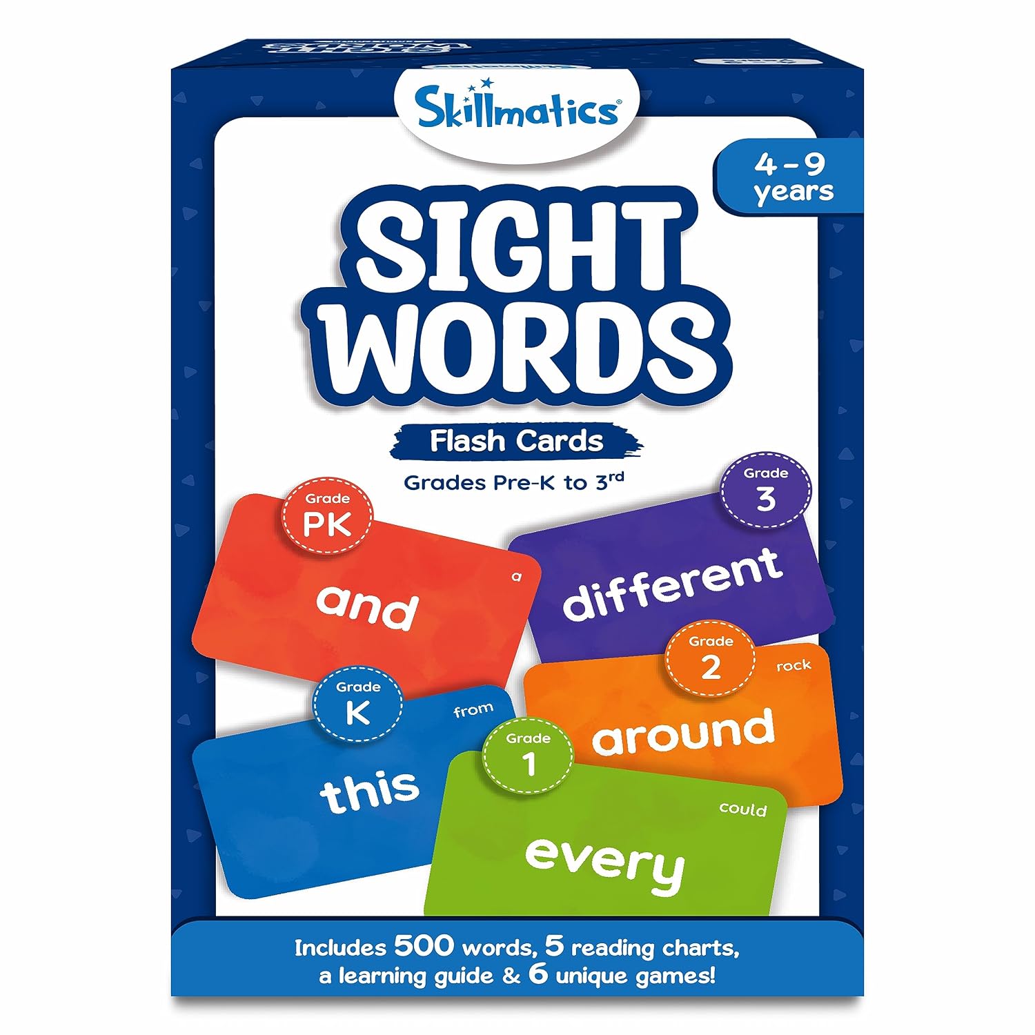 811rwNqs06L._SL1500_.jpg Skillmatics Flash Cards – 500 Sight Words for Preschool (Pre-K), Kindergarten, 1st, 2nd, 3rd Grade, Including the Dolch & Fry Word List and 6 Unique Games - Image 1
