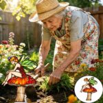 Garden Decoration Items Outdoor, Fairy Mushroom Plug Planter Decor for Balcony Garden Enhancement, Plant Decoration Accessories for Home Display, Measuring 5.9cm by 10cm - Image 4