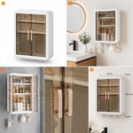 KINHA Wall Mounted Storage Cabinet for Kitchen & Bathroom – Multipurpose Plastic Wall Shelf Organizer with Doors, Space Saving Hanging for Bathroom Accessories, Kitchen Storage Rack - Image 3
