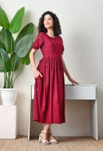 Ichaa Women's Aqua Rayon Printed Maternity Dress with Feeding Zips and Pocket, in Plus Sizes - Image 7