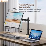 BonKaso Adjustable Single Arm Monitor Stand for Desk | Alloy Steel Durable Mount for 13”-27” Screens | 360° Rotation, Height Adjustable, Cable Management, Space Saving Monitor Arm (Black & White) - Image 3