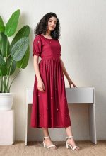 Ichaa Women's Aqua Rayon Printed Maternity Dress with Feeding Zips and Pocket, in Plus Sizes - Image 3