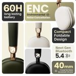 GOBOULT Fluid X Headphones Bluetooth Wireless 60H Playtime, 40mm Bass Driver,Zen ENC Mic,Type-C Charging,Gaming Mode, BTv 5.4, Made in India, Headphones Wireless with mic (Pine Green) - Image 2