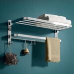 Gloxy Premium Towel Rack in Bathroom - Chrome Finish 24 Inch Stainless Steel Bathroom Hangers for Clothes Towel Holder in Bathroom - Bathroom Fittings Accessories Set with Multipurpose Hooks