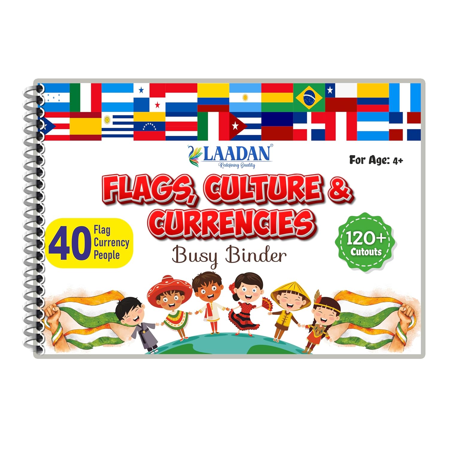 814wnArkqVL._SL1500_.jpg Laadan Flags, Culture & Currencies Busy Binder | Busy Book for Kids Ages 3-6 | Geography Learning Toy | Montessori Method | Educational Travel Toy, Toddler Quiet Book, Early Learning Educational Gift - Image 1
