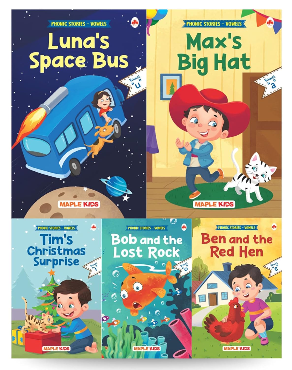 8158415HMZL._SL1500_.jpg Story Books for Kids - Phonic Reader - Vowels (Set of 5 Books) (Illustrated) - Vowels phonics Books for Early Readers - Vowels Storybooks - Read Aloud to Infants, Toddlers - Age 2+ - Image 1