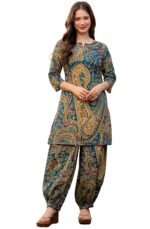 rytras Women Woman Pure Cotton Printed A-Line Kurta Sets with Palazzos|Kurti Set for Woman|Cord Set for Women Cotton