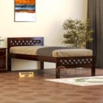 Sheesham Wood Bed Without Storage Solid Wooden King Size Cot Bed Furniture for Bedroom Living Room Home (Walnut Finish, Single King Size Bed) Size 6.5×3