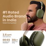 GOBOULT Fluid X Headphones Bluetooth Wireless 60H Playtime, 40mm Bass Driver,Zen ENC Mic,Type-C Charging,Gaming Mode, BTv 5.4, Made in India, Headphones Wireless with mic (Pine Green) - Image 14