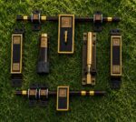 Premium Brass Main Door Handle & Lock Set with Aldrop, Tower Bolt, Hinges & Accessories | Antique Gold Designer Door Hardware Kit for Wooden Doors | Complete Door Fitting Set (MDL 14) - Image 4