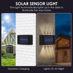 Gesto Plastic 8W Solar Up Down Wall Sconce Light Waterproof 2-Way Led Outdoor Wall Lamp with 1200mAh Battery,Auto Day Off & Night On,Exterior Light for Garden,Fence,Balcony,Patio,Stairs- Pack of 2 - Image 3