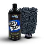 SOFTSPUN Microfiber 1Ltr Car & Bike pH Neutral Premium Liquid Shampoo+1700gsm 1pc Double Side Glove Grey Combo | Extra Suds, Removes Tough Dirt & Grime | Works with Bucket & Foam Cannon