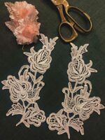 Orient Lace Craft Off White Color ,Embroidered Sew On Lace Patch for Lace Jewelry, Suits,Saree & Dupatta Qty 5 Pairs,Used As Trims,Borders,Designer Embroidery Patch,Applique,Sewing Supplies,3D Rayon Lace Patch Work,DIY Art & Craft . - Image 3