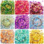 Bharat Combo Pack of Flower Shaped Sitara Sequins of 9 Colors (Size 10mm) for Jewellery Making, Sewing and Emblishment, DIY Project, Art and Craft. 9 Colors,Each Color 5gm, 45 gram Total