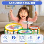 Toyztrend Jazz Drum Set Senior Musical Band Instruments with 3 Drums, 1 Dish, 1 Stool & Sticks for Kids (Assorted Colors & Designs) - Image 3