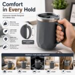 MAGIC SPOON Stainless Steel Travel Coffee Mug with Sipper Lid & Handle, Insulated Tea Cup, BPA-Free Double Wall Tumbler for Hot-Cold Beverages, Office, Home, Car- Beige-Grey, (Combo Pack (400ml X 2)) - Image 6