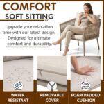 BRISHI Braid & Rope Garden Patio Seating Chair and Table Set Outdoor Balcony Garden Coffee Table Set Furniture with 1 Table and 2 Chairs Set with Cushion (Beige and White), 61 cm, 81.3 cm - Image 4