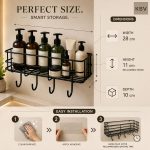 KBV Bathroom Organizer Without Drill, GI Steel Self Adhesive Bathroom Shelf for Wall, Wall Mounted Bathroom Stand, Rust Resistant CED Powder Coated Bathroom Accessories Storage Rack, Black, Pack of 4 - Image 6