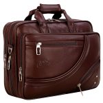 Leather World Vegan Leather Briefcase 15.6 Inch Drak Brown Laptop Expandable Messenger Shoulder Office Bag for Men and Women - Image 2