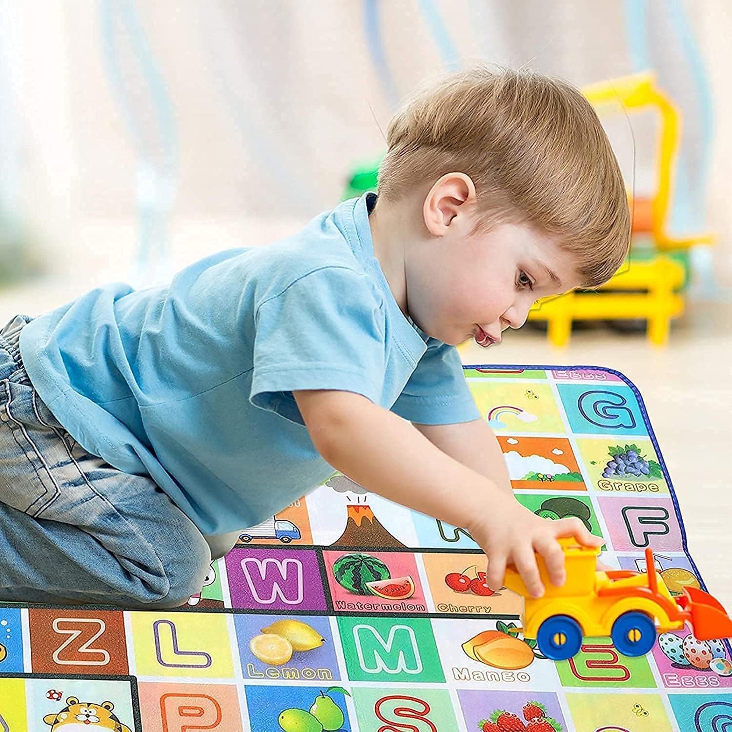 81ADYbjdnL._SL1500_.jpg Double Sided Water Proof Baby Play Mat, Play Mats for Kids Large Size, Baby Carpet, Play Mat Crawling Baby (Standard) (Size 6 Feet X 4 Feet) - Image 1