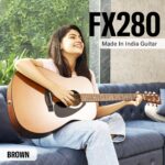 Yamaha FX280 Wood Brown Acoustic Guitar, Natural Brown Wood Finish, Classic Dreadnought Style with Black Pickguard, Musical Instrument for Beginners and Professionals Made In India - Image 8